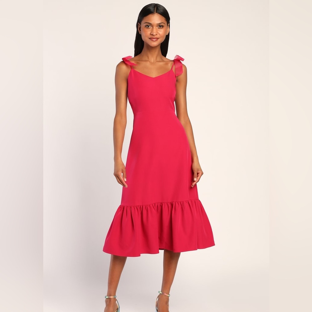 LULUS NEW WITH TAGS PINK MIDI DRESS